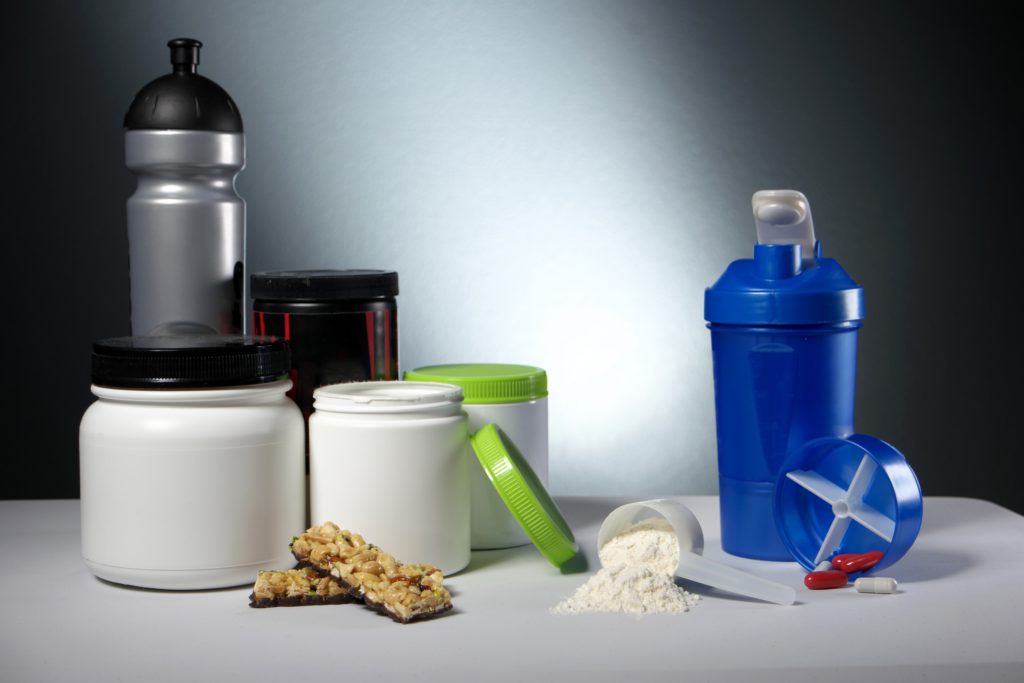 Sport Nutrition Supplement containers with shaker Workout Sport Nutrition Supplement containers