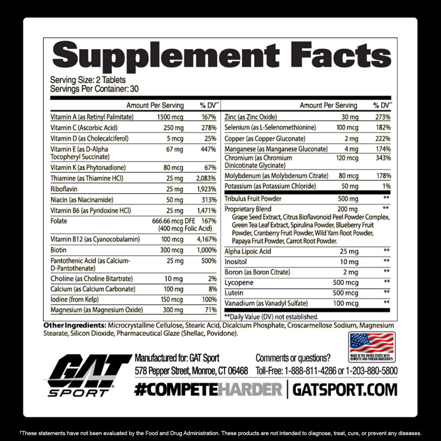 GAT Sport Men's Multi Vitamin + Test